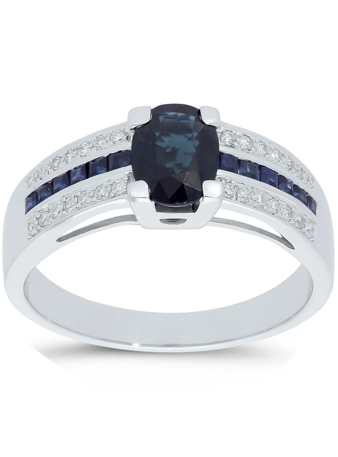 Bague Brillaxis or blanc 18 carats saphir diamant