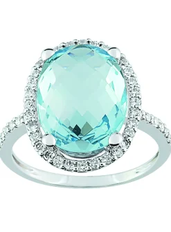 Bague Brillaxis or blanc 9 carats topaze