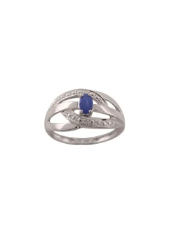 Bague Brillaxis or blanc motif ajouré saphir diamant
