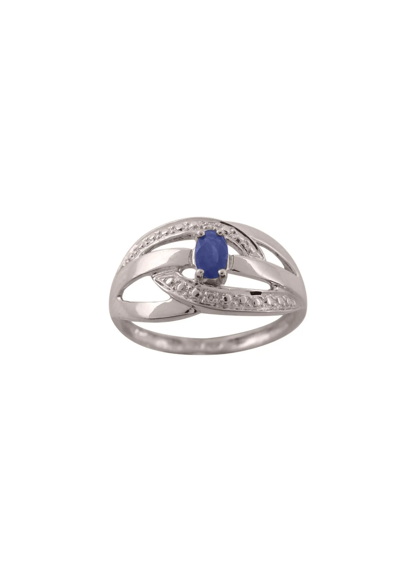 Bague Brillaxis or blanc motif ajouré saphir diamant