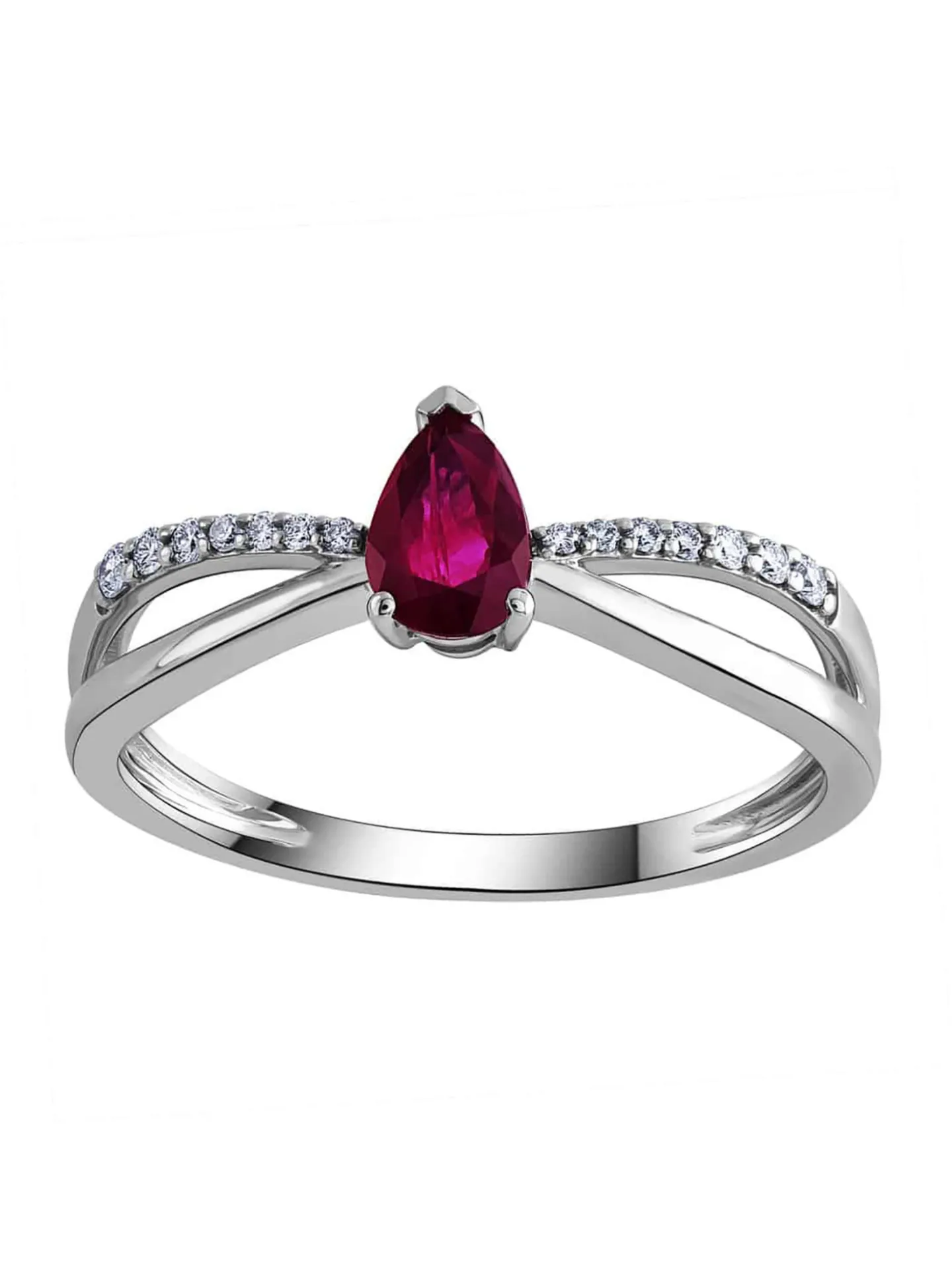 Bague Brillaxis or blanc 18 carats rubis diamants