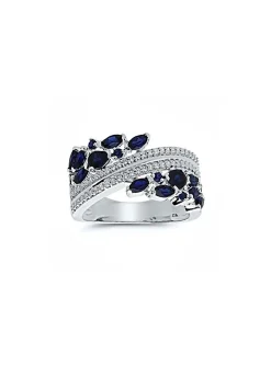 Bague Brillaxis or blanc 18 carats saphirs diamants