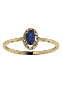 Bague Brillaxis or jaune saphir ovale diamants