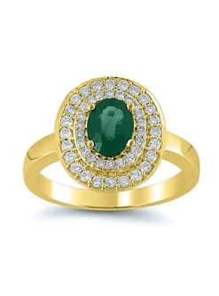 Bague Brillaxis or jaune 18 carat émeraude diamants