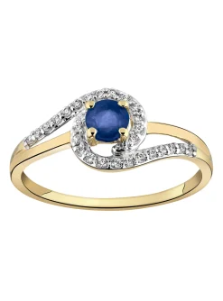 Bague Brillaxis or jaune et blanc saphir oxydes