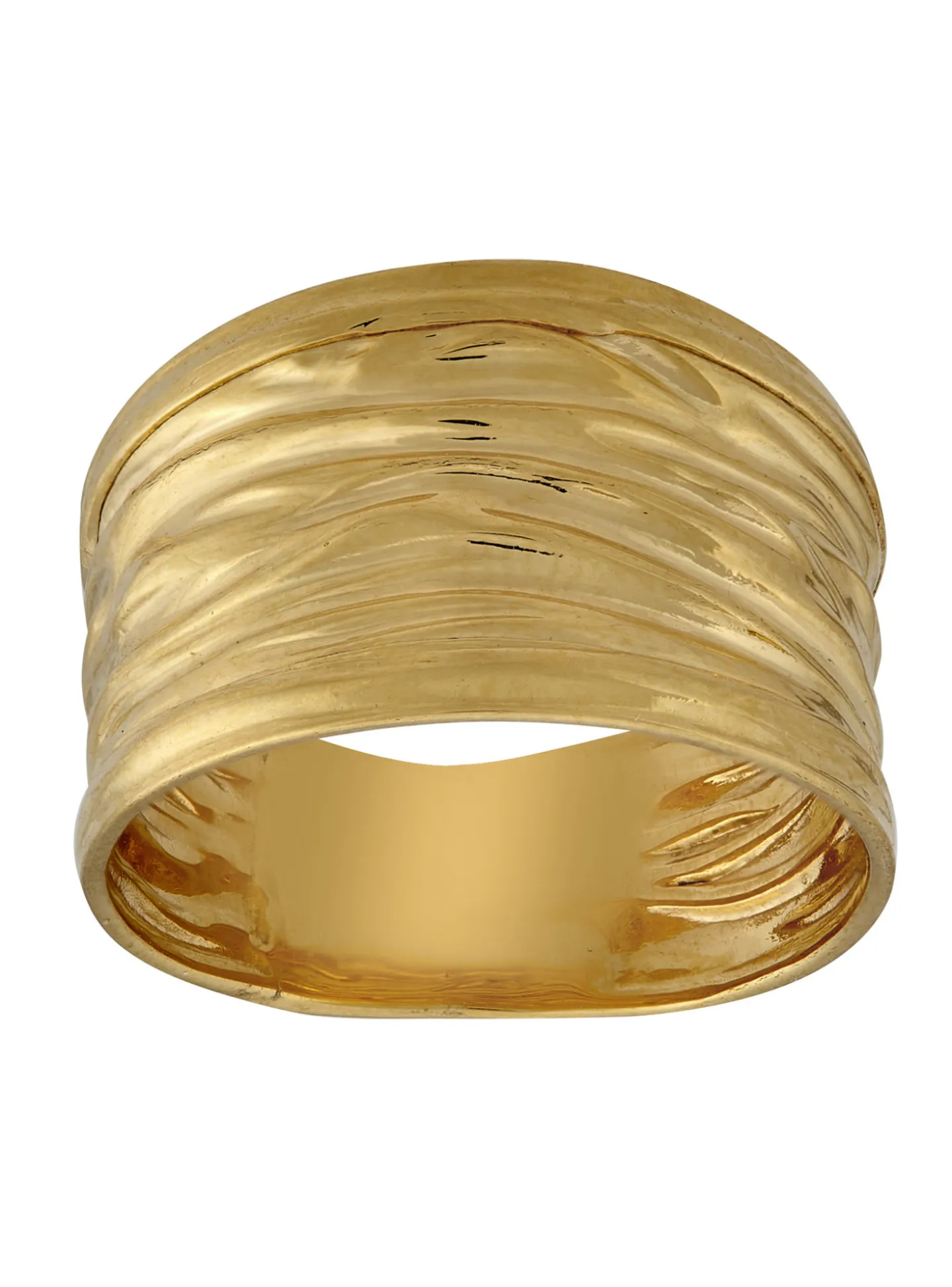 Bague Brillaxis or jaune 9 carats aspect froissé