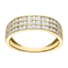 Bague Brillaxis or jaune 18 carats 3 rangs oxydes