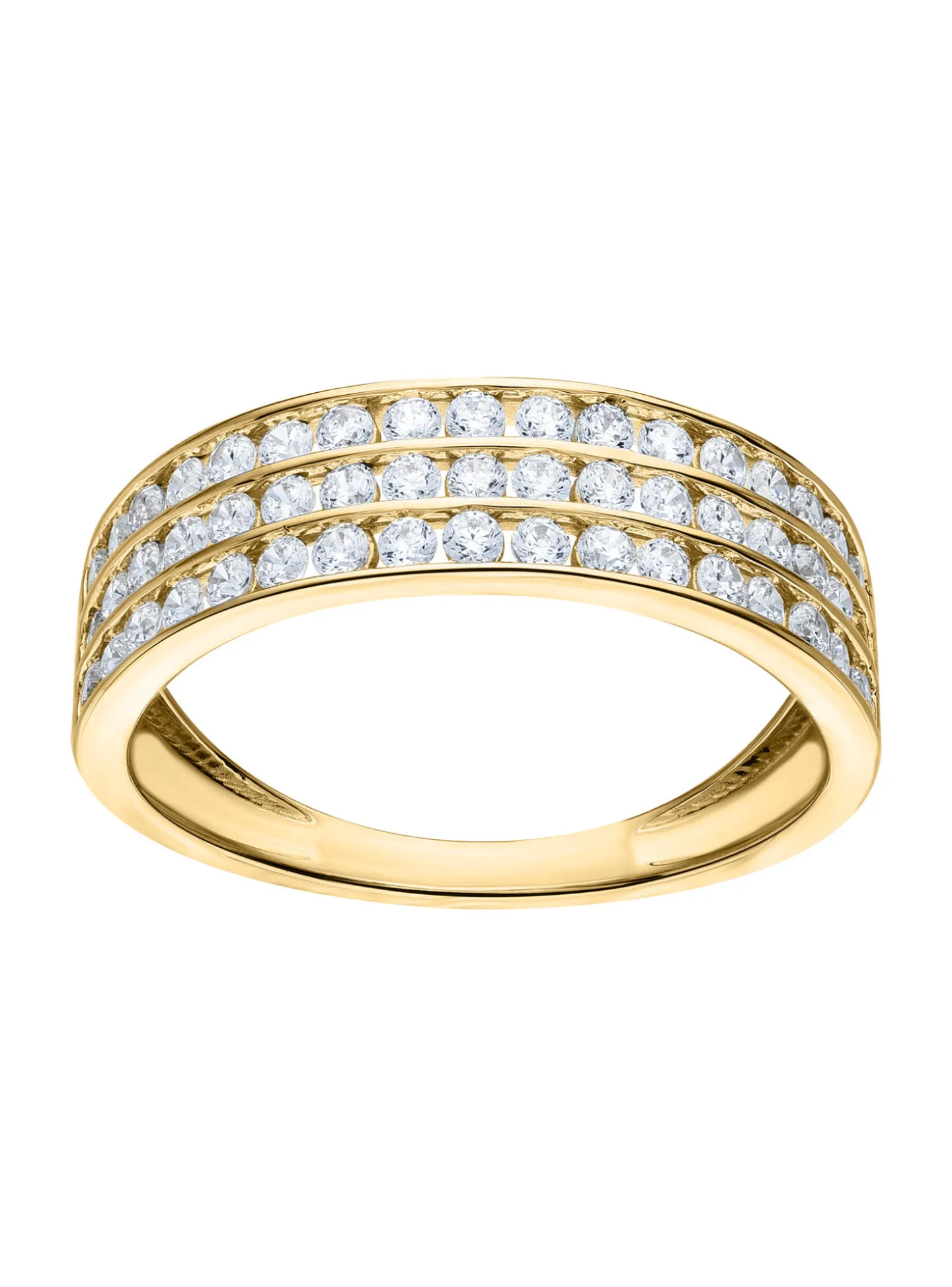 Bague Brillaxis or jaune 18 carats 3 rangs oxydes