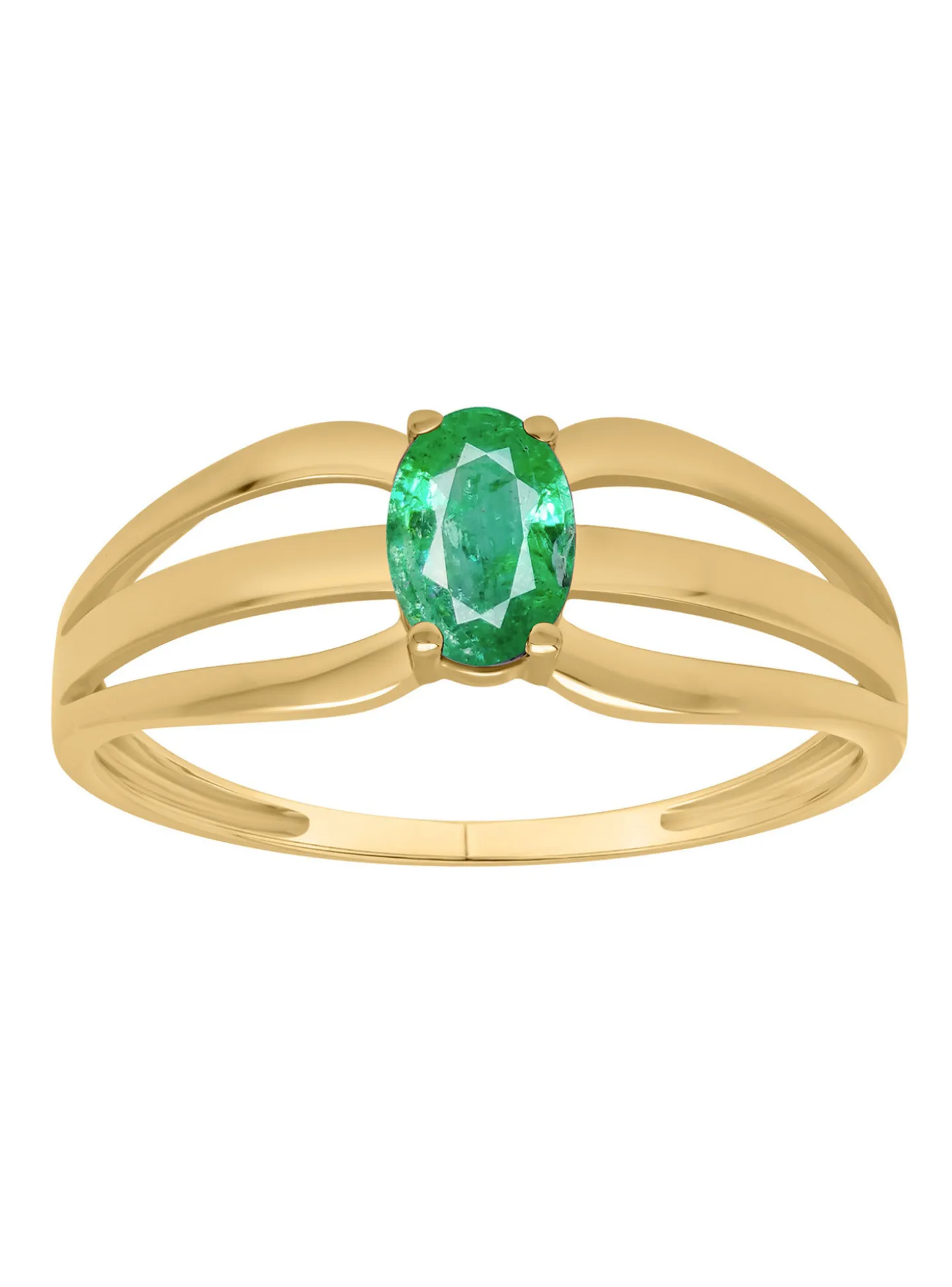 Bague Brillaxis or jaune 9 carats émeraude