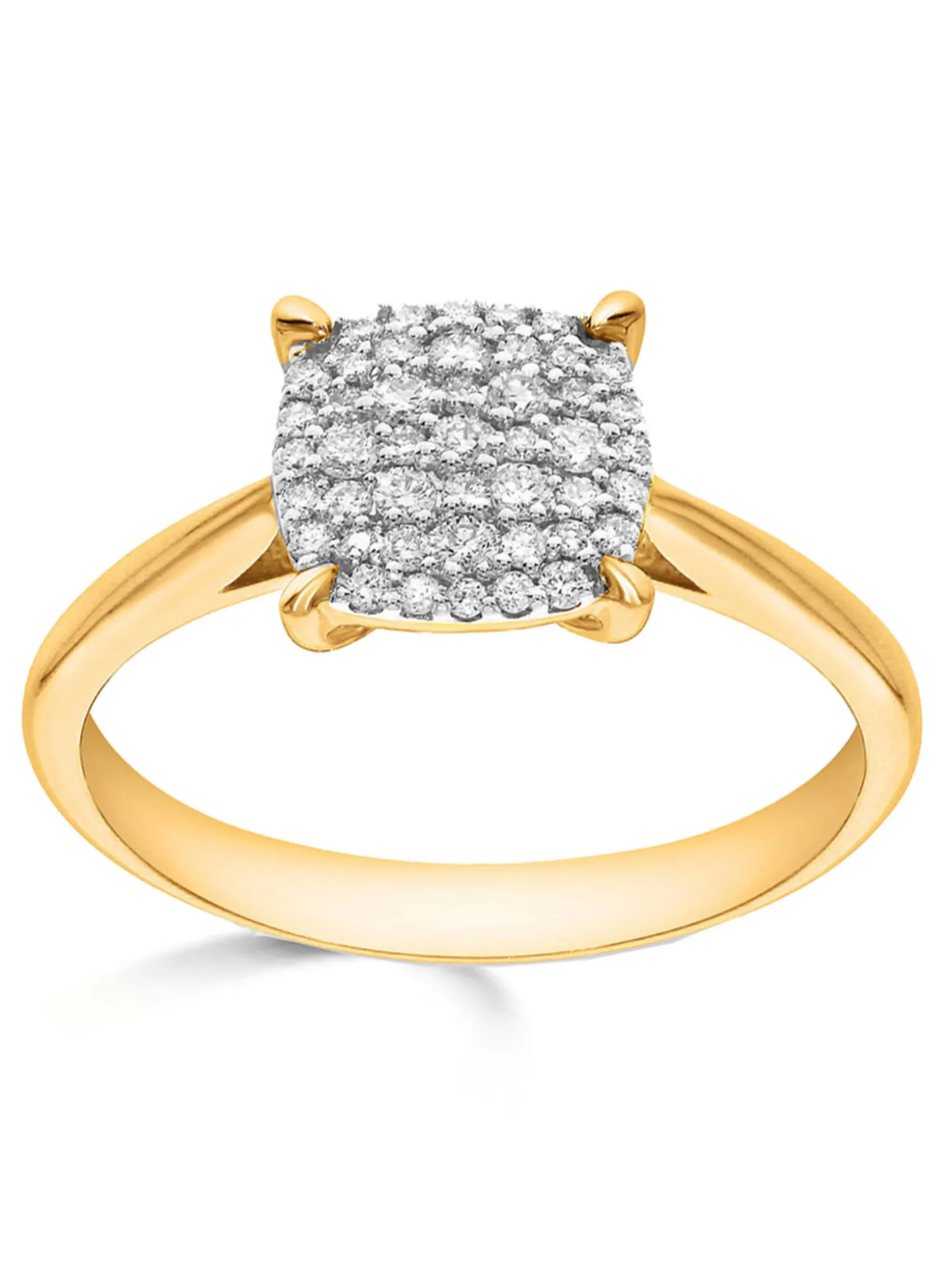Bague Brillaxis or motif carré pavé diamants