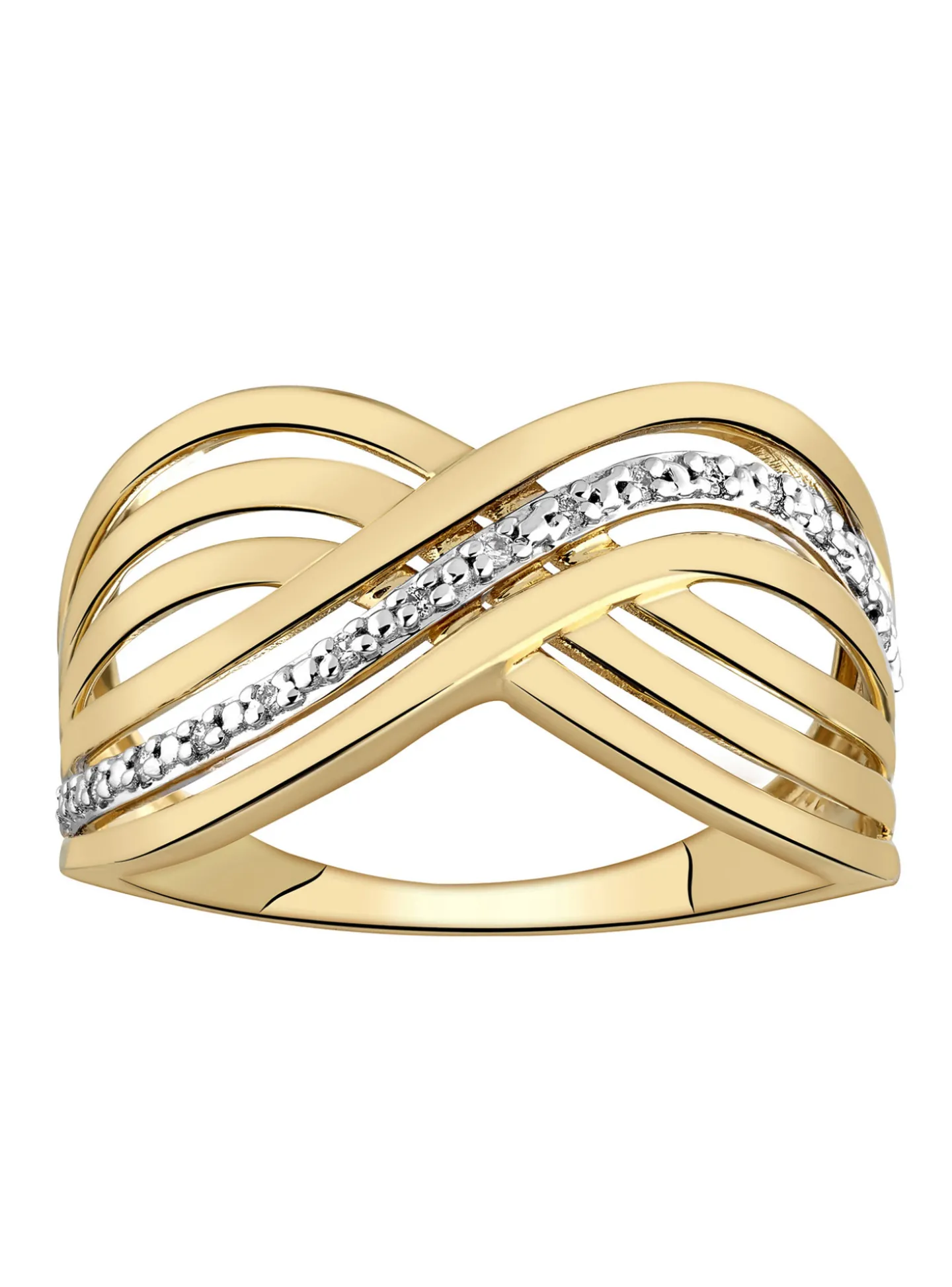 Bague Brillaxis or motif large ajouré diamants
