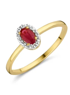 Bague Brillaxis rubis ovale entouré or bicolore