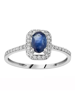 Bague Brillaxis saphir oxydes or blanc 9 carats