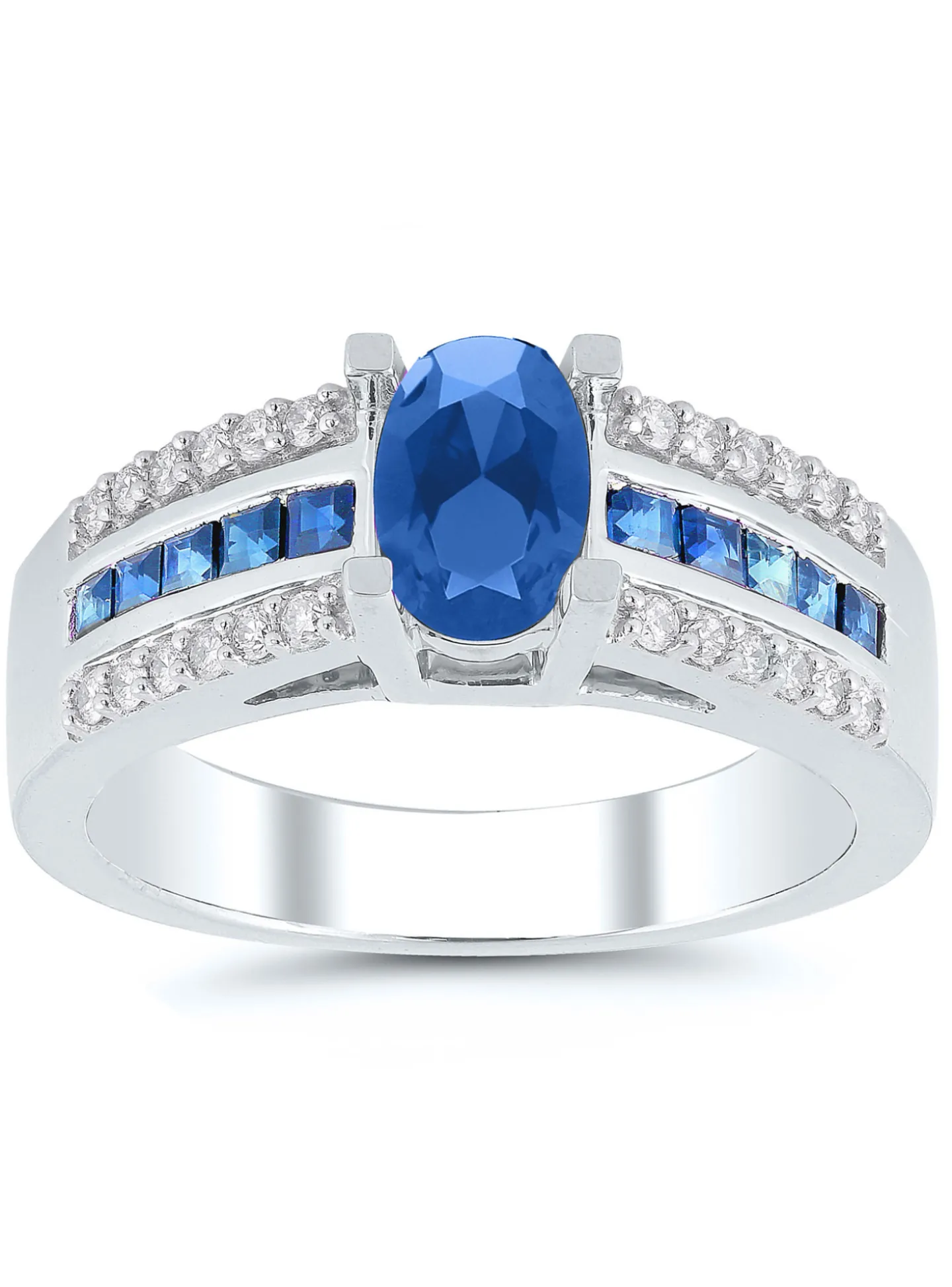 Bague Brillaxis saphir princesse diamant or blanc
