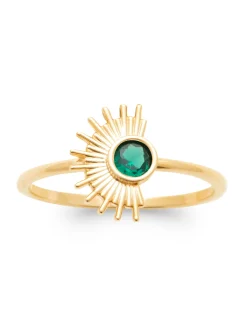 Bague Brillaxis Soleil plaqué or et oxyde vert
