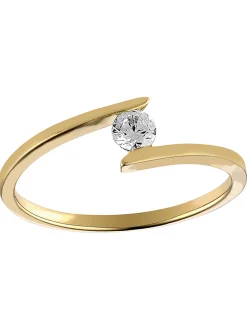 Bague Brillaxis solitaire croisé or jaune oxyde