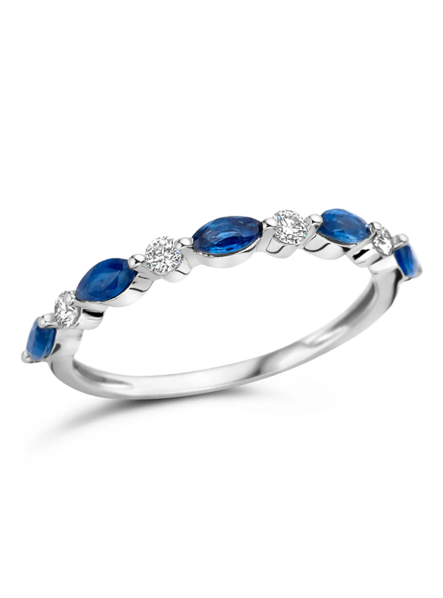 Bague Brillaxis style alliance saphirs et diamants_x005f_x000D_or blanc 750/1000