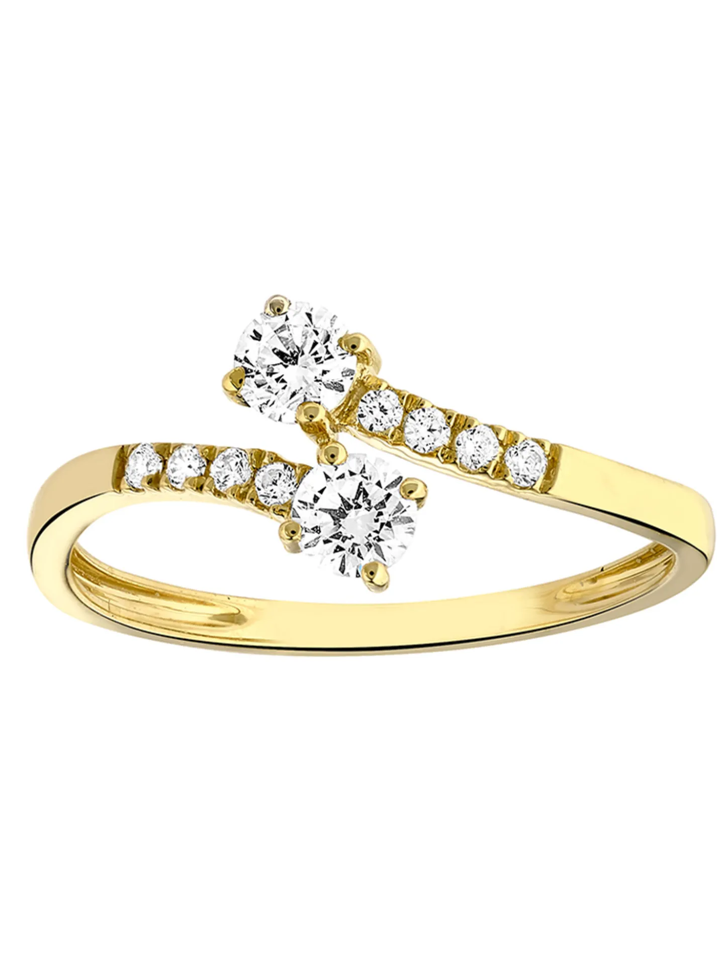 Bague Brillaxis Toi et Moi or jaune 9 carats oxydes