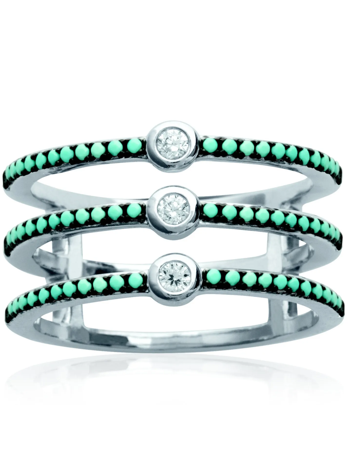 Bague Brillaxis triple anneaux bleues