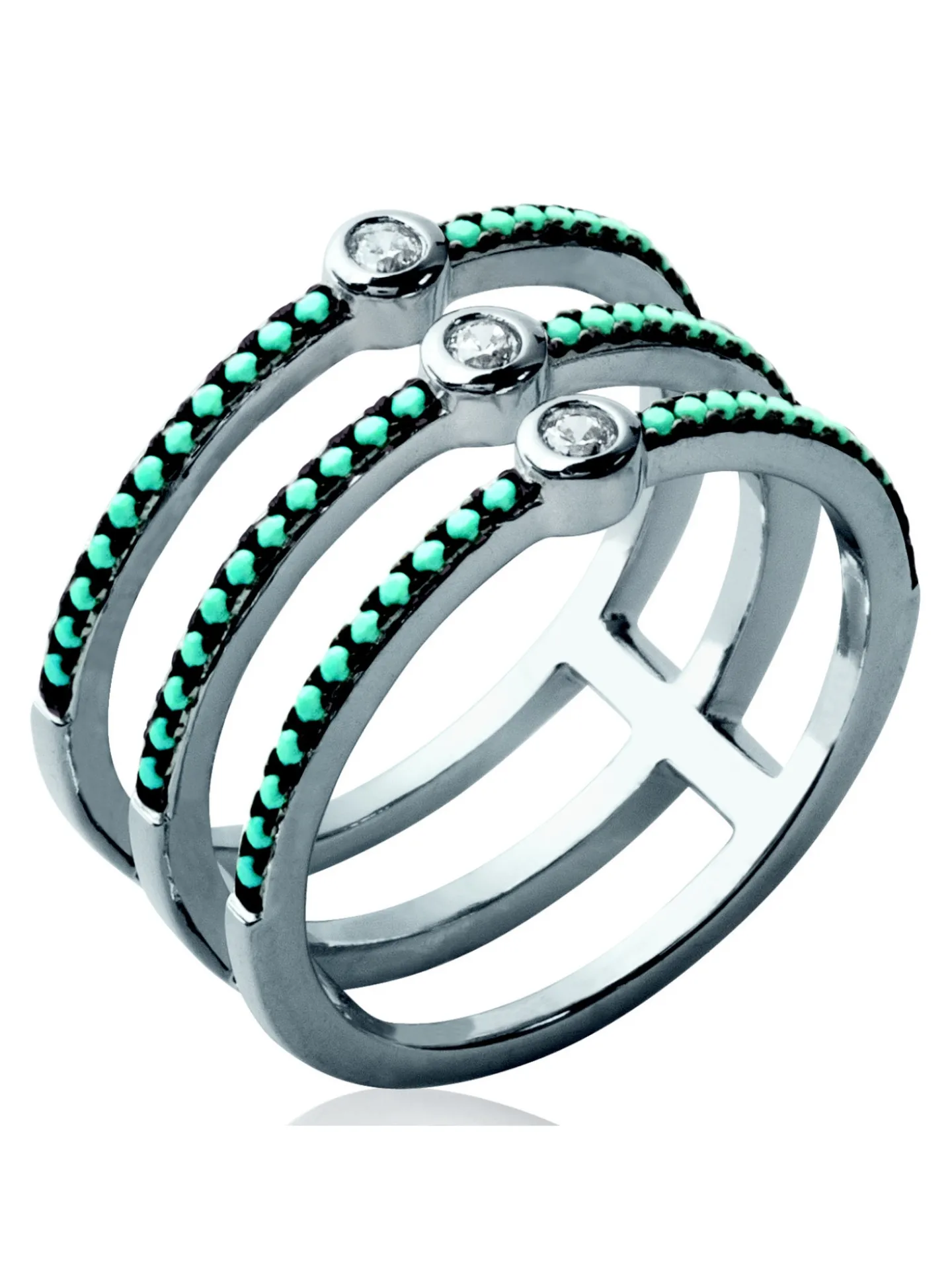 Bague Brillaxis triple anneaux bleues