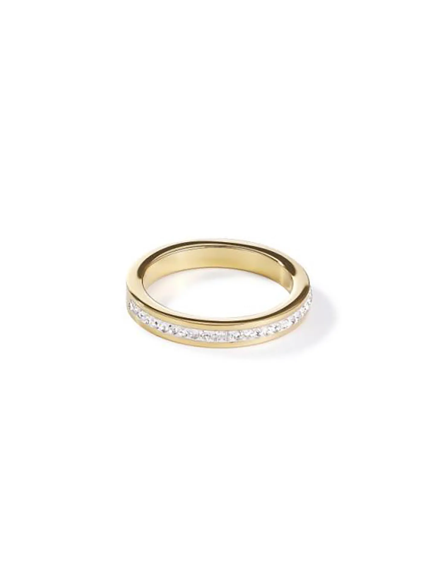 Bague Coeur de Lion acier doré et cristaux blancs_x005f_x000D_T52