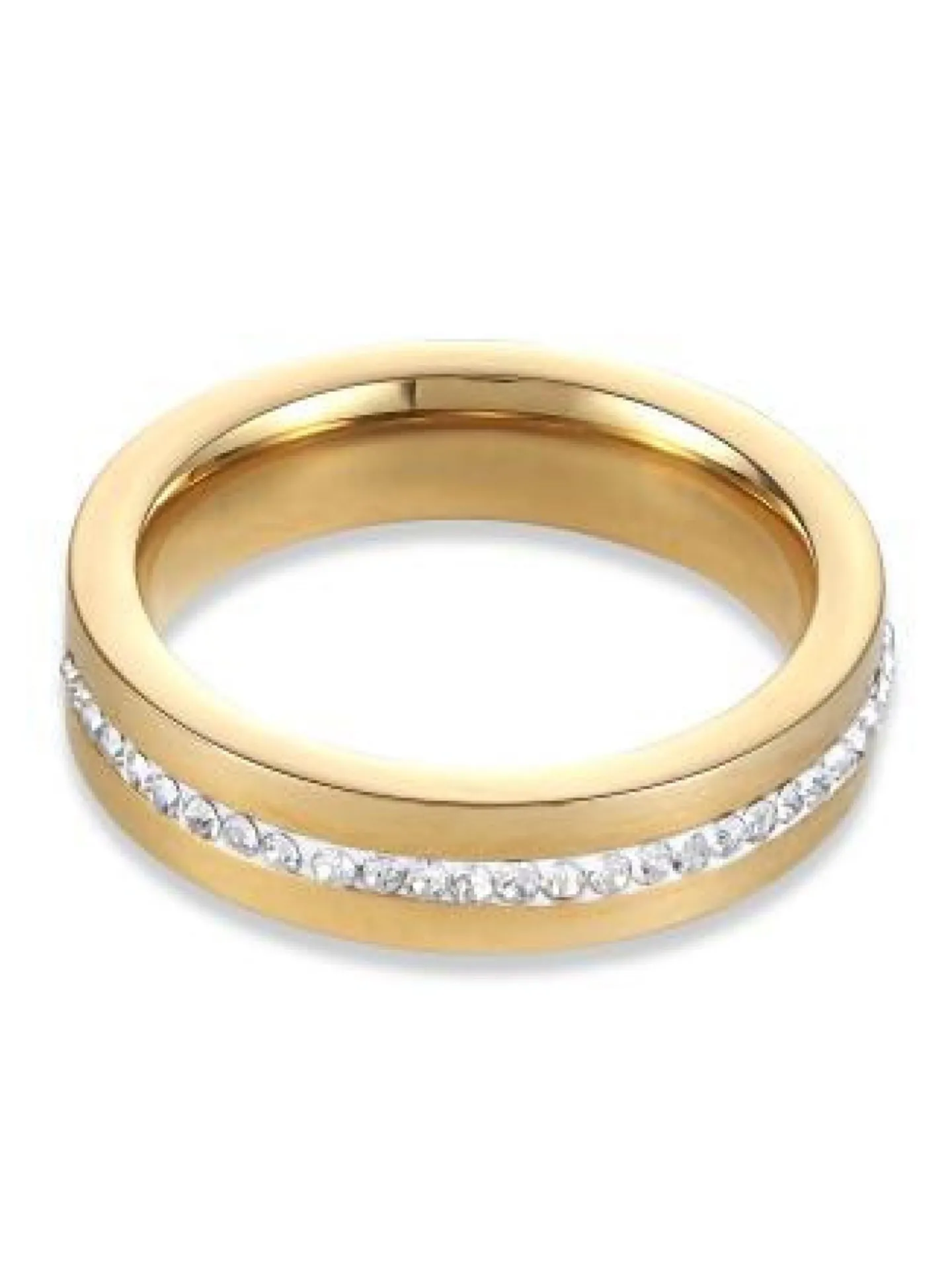 Bague Coeur de Lion large doré et cristaux blancs_x005f_x000D_T54