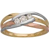 Bague croisée trilogie oxydes or tricolore 9 carats