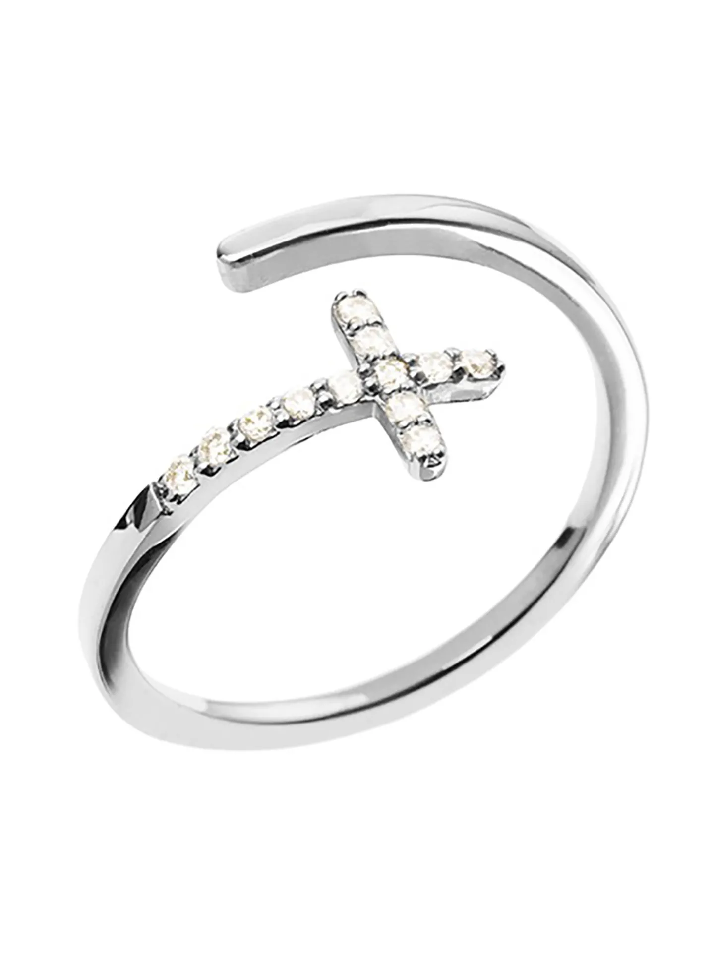 Bague croix argent 925 et oxydes de zirconium
