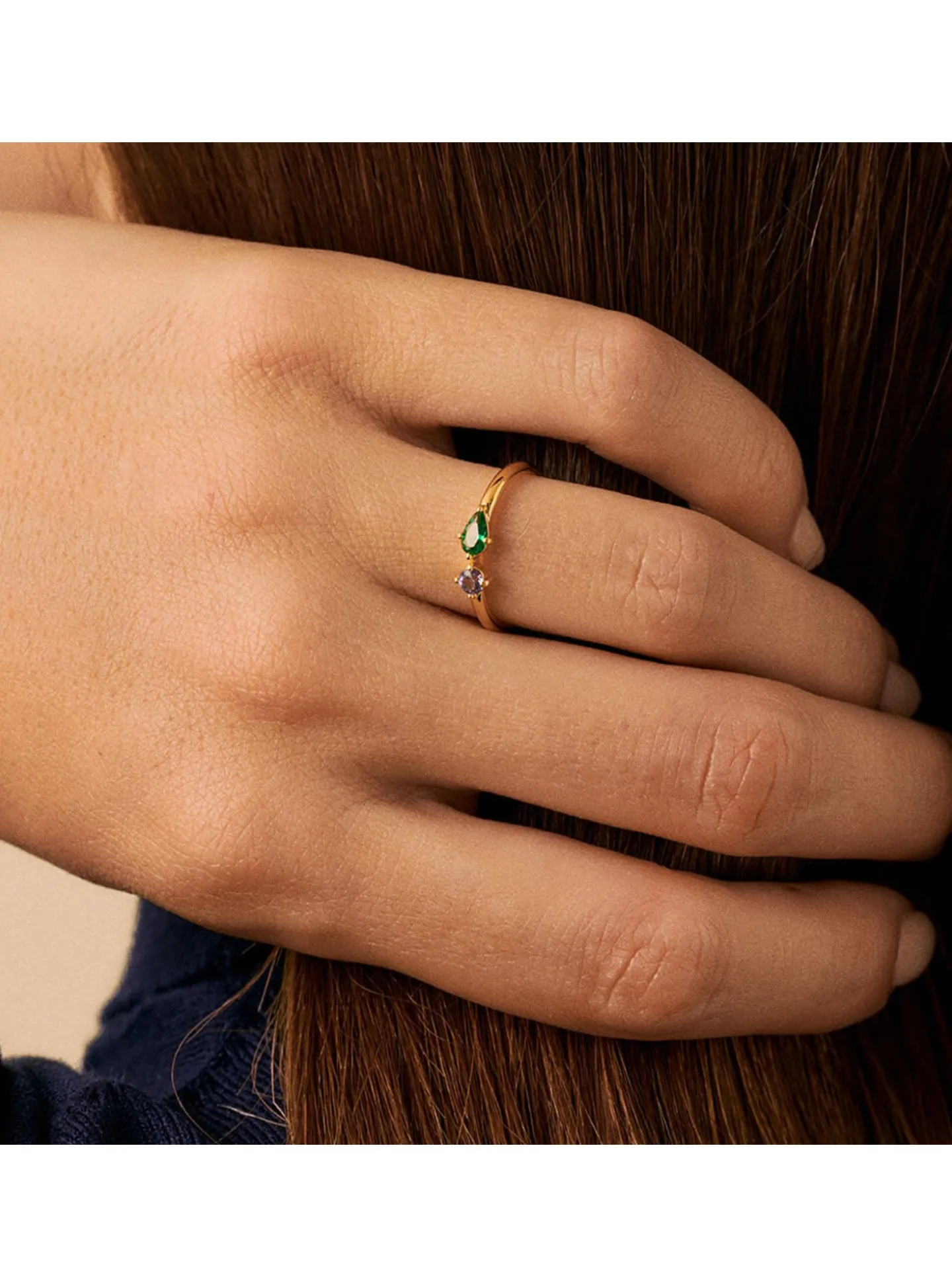 Bague fine Agatha Astre goutte et rond