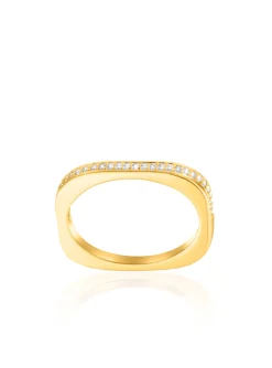Bague fine AGATHA CARRE - Cristal - Doré - 54 -