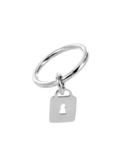 Bague fine Brillaxis pampille cadenas acier