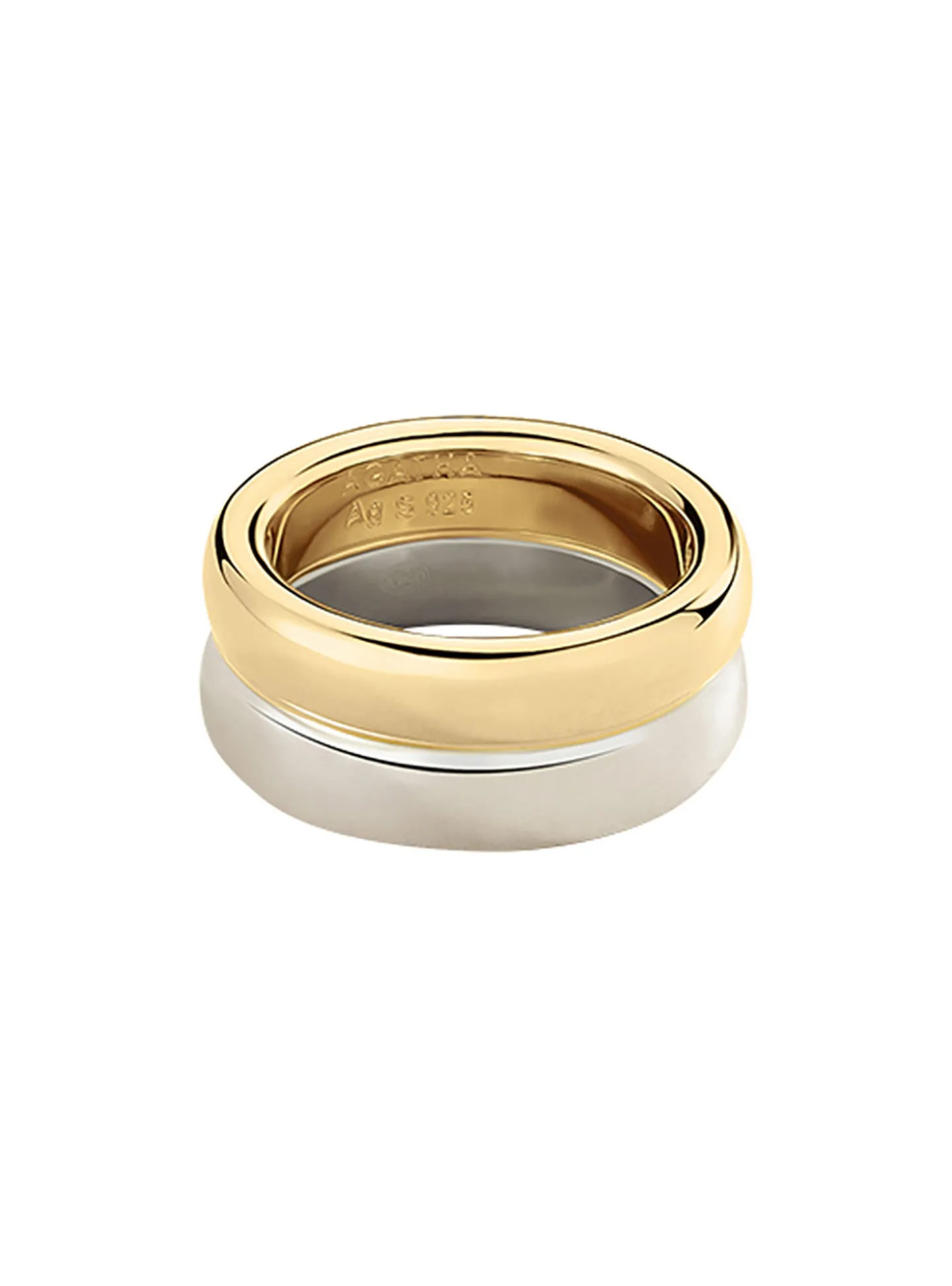 Bague large Agatha Dua argent bicolore 2 rangs