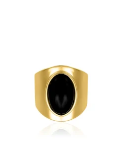 Bague large AGATHA MOPA - Noir - Doré - 52 -