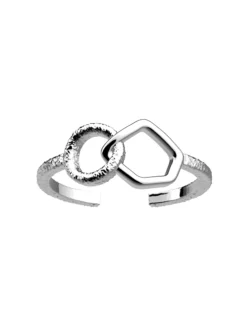 Bague Les Cadettes argentée motifs géométriques