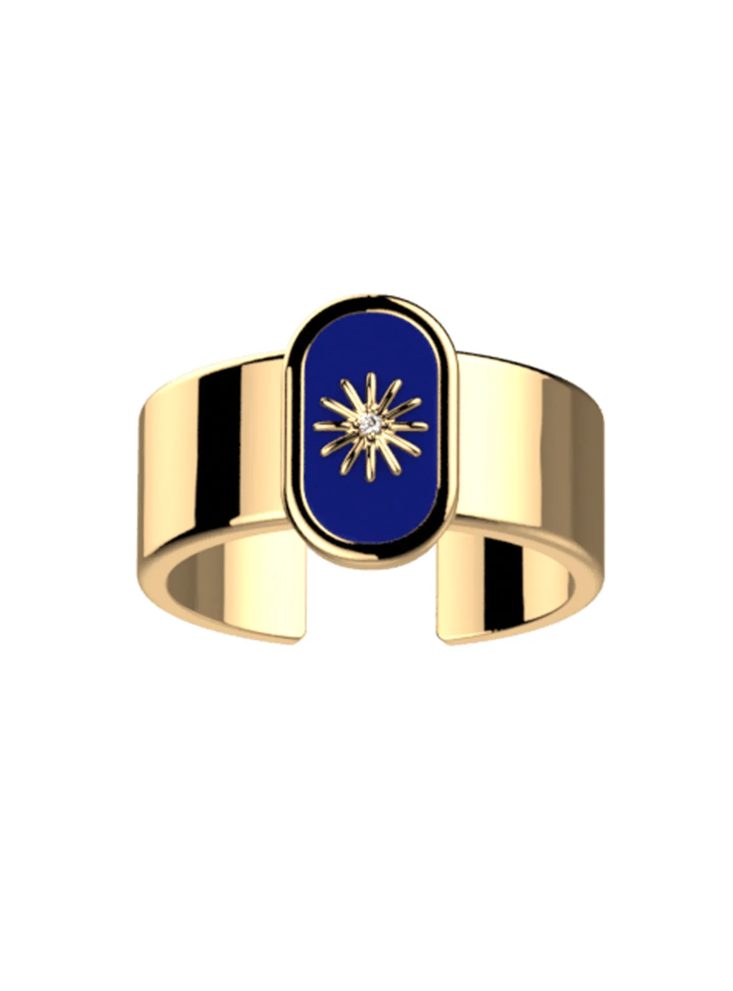 Bague Les Cadettes Felicidad laque bleue nuit oxyde