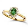Bague marguerite émeraude diamants or jaune