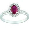 Bague marguerite rubis diamant or 750/1000