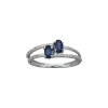 Bague motif croisé or 18 carats saphirs diamants