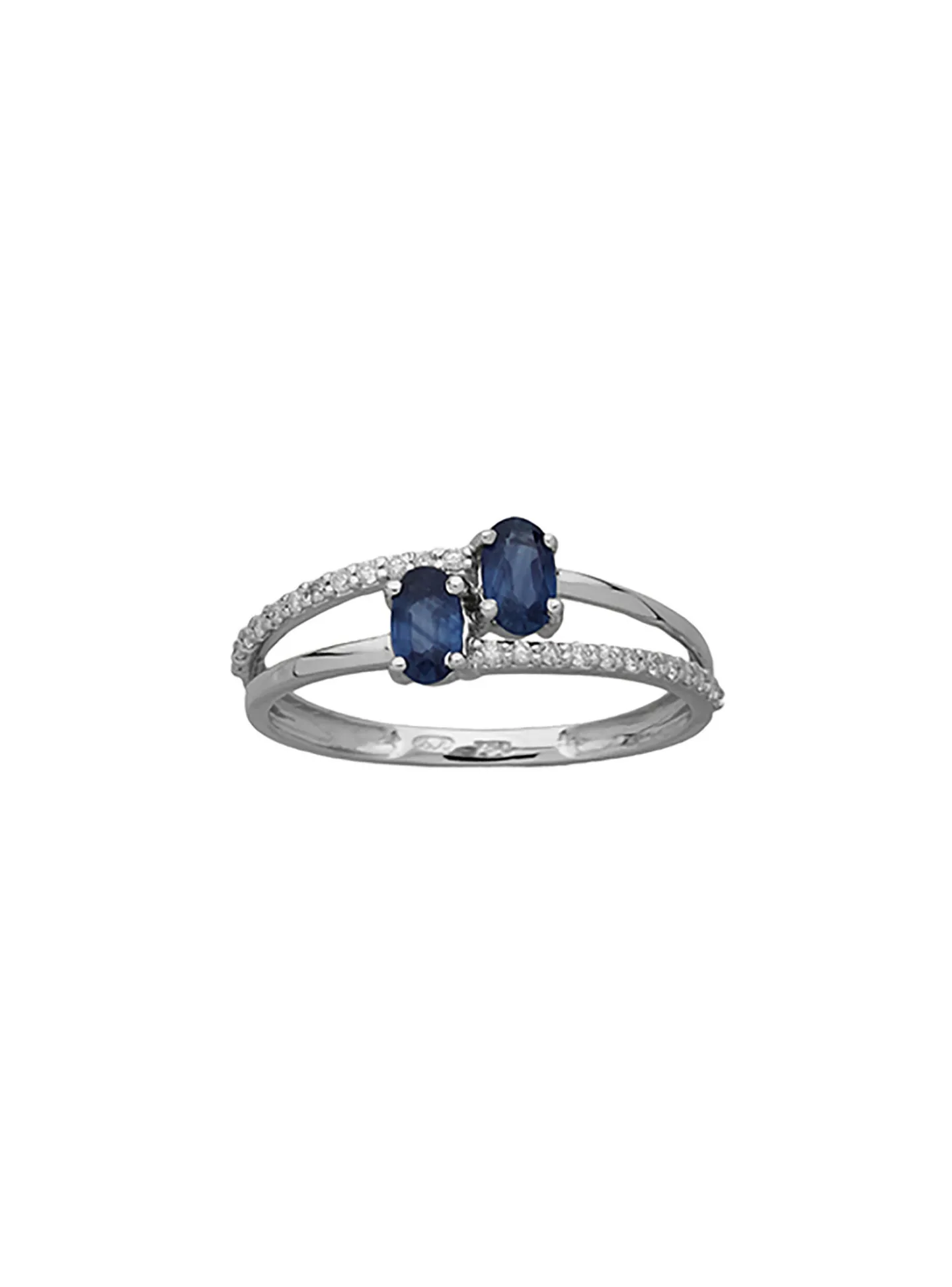 Bague motif croisé or 18 carats saphirs diamants
