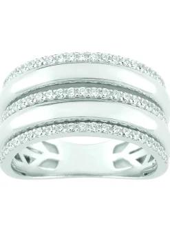 Bague or 9 carats oxydes de zirconium