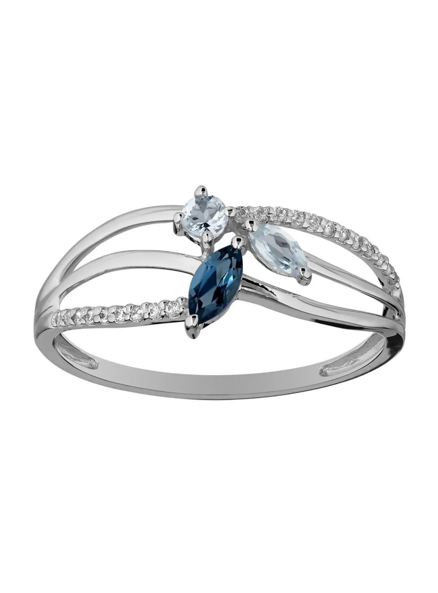 Bague or 375/1000 topazes oxydes de zirconium