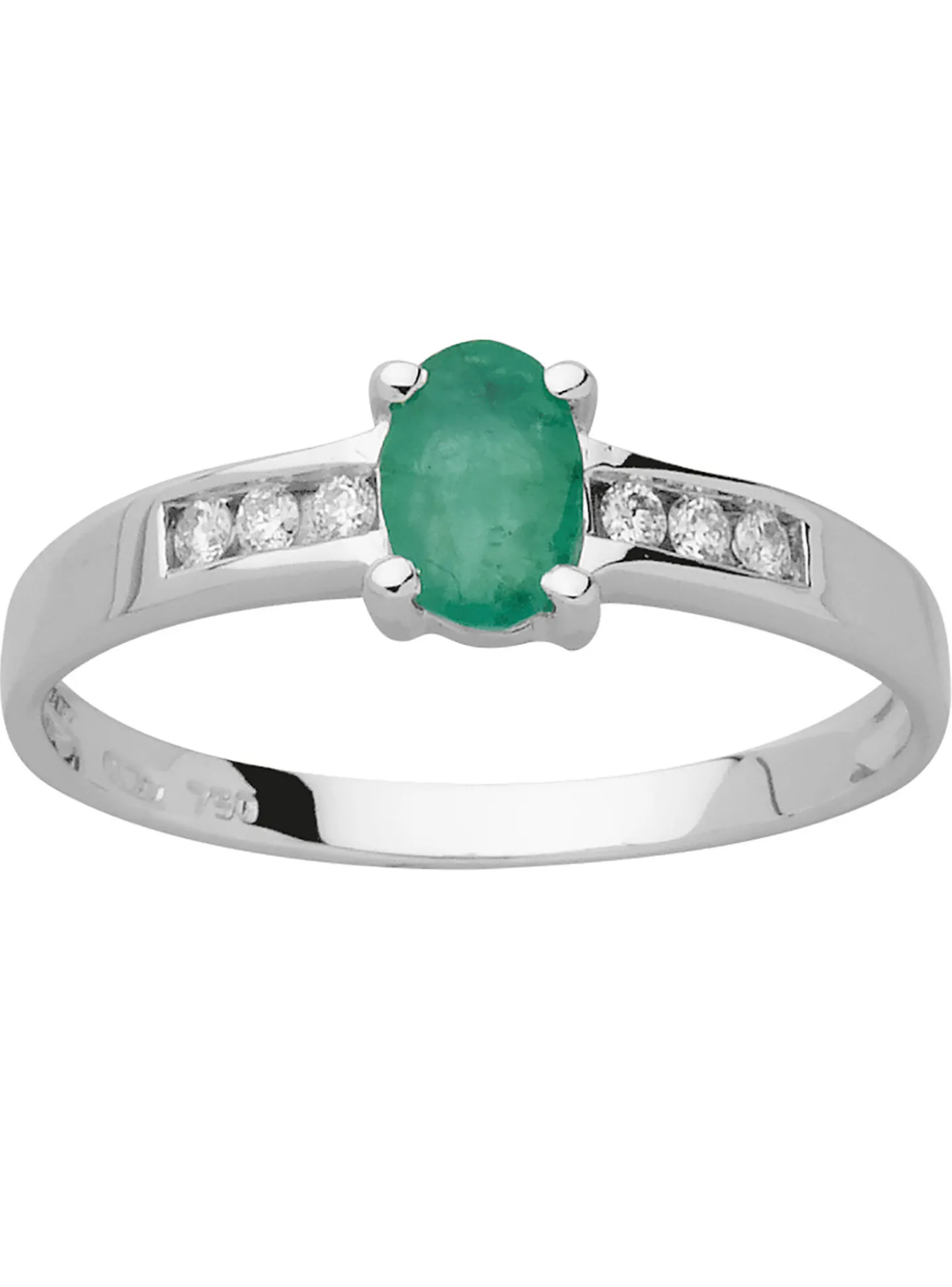 Bague or blanc 18 carats emeraude diamants
