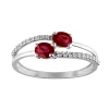 Bague or blanc 18 carats rubis diamants
