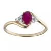 Bague or jaune 9 carats rubis ovale oxydes