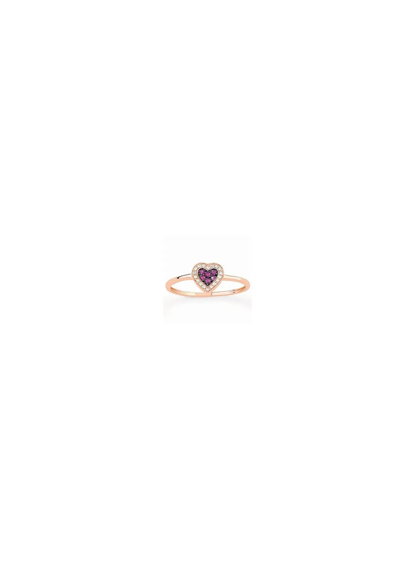 Bague or rose , diamant et rubis