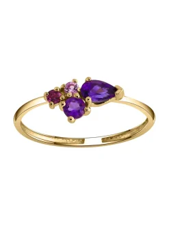 Bague or saphir rose améthyste rhodolite