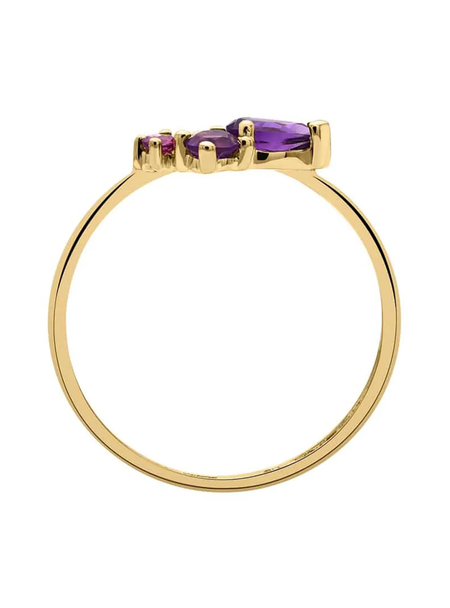 Bague or saphir rose améthyste rhodolite