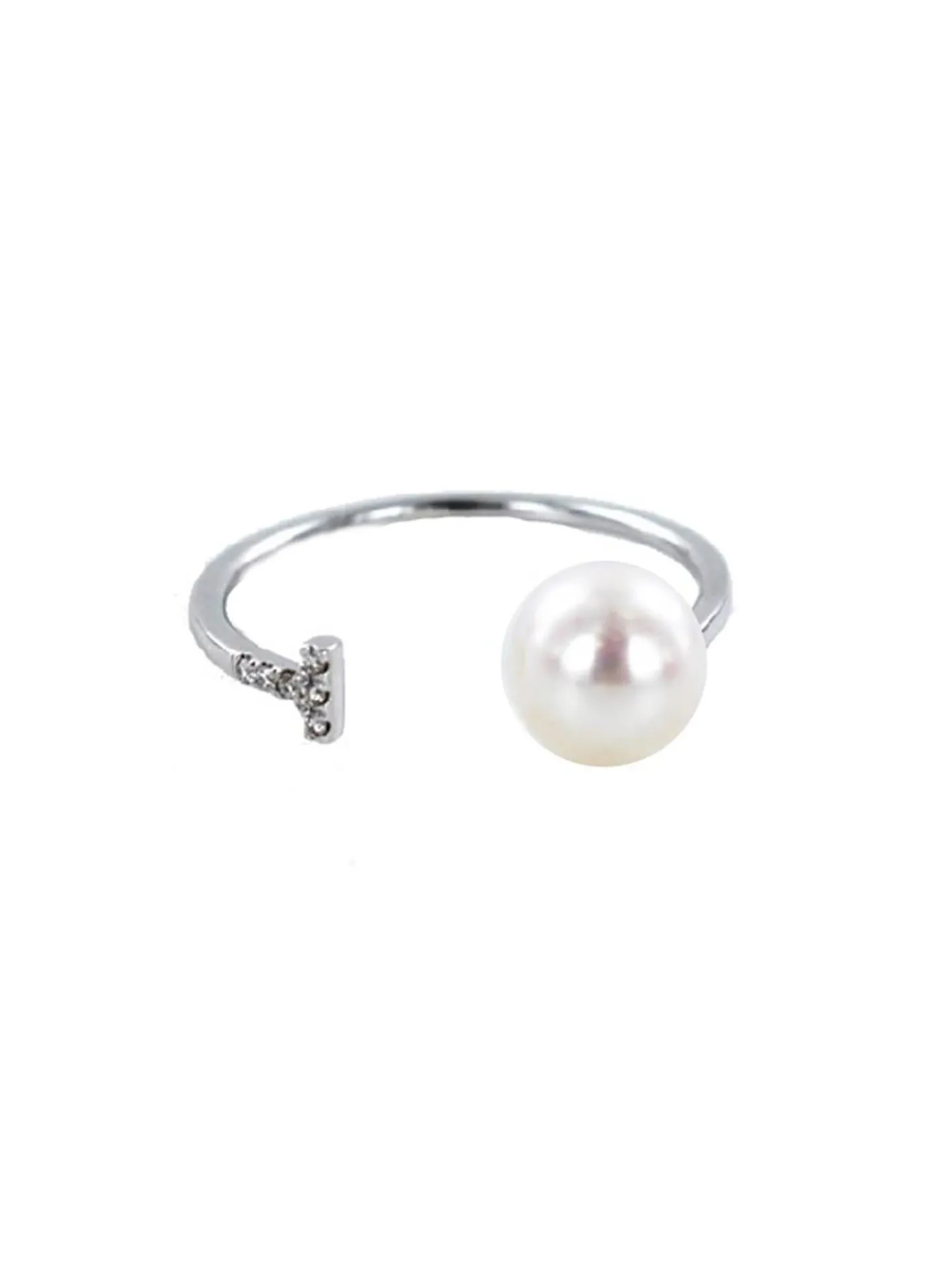 Bague ouverte or 18 carats perle de culture diamants