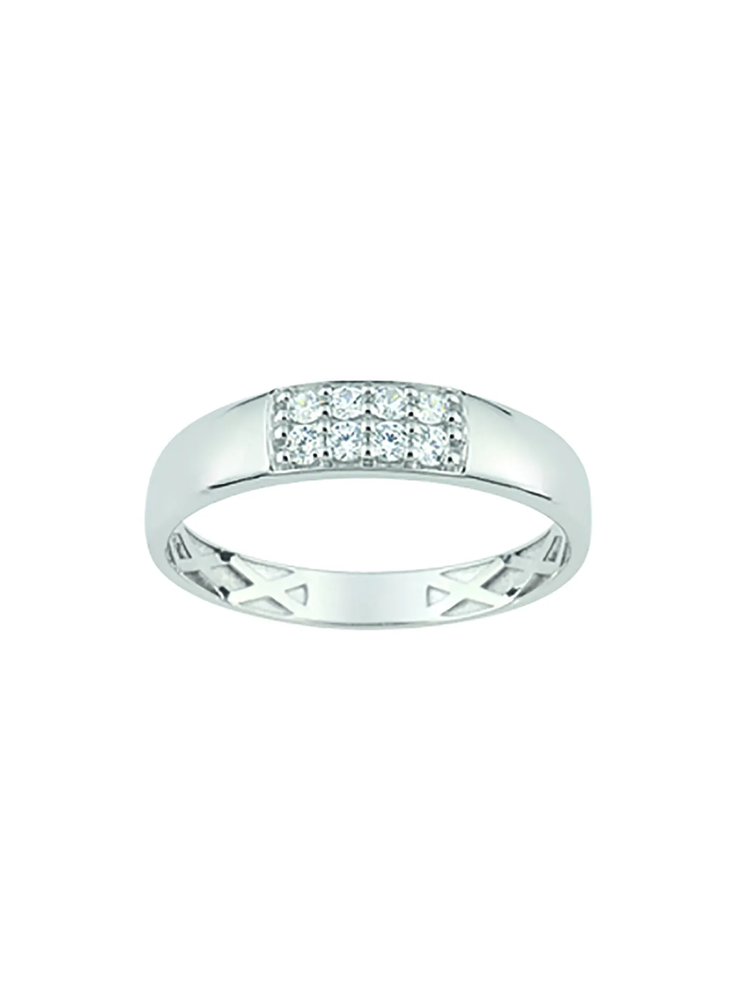 Bague oxydes de zirconium en or blanc 9 carats