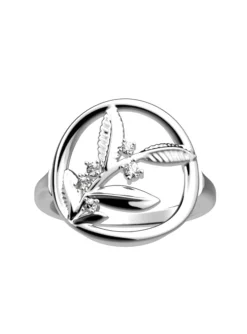 Bague ronde Les Georgettes Oliveraie argentée 16mm_x005f_x000D_Collection Les Précieuses